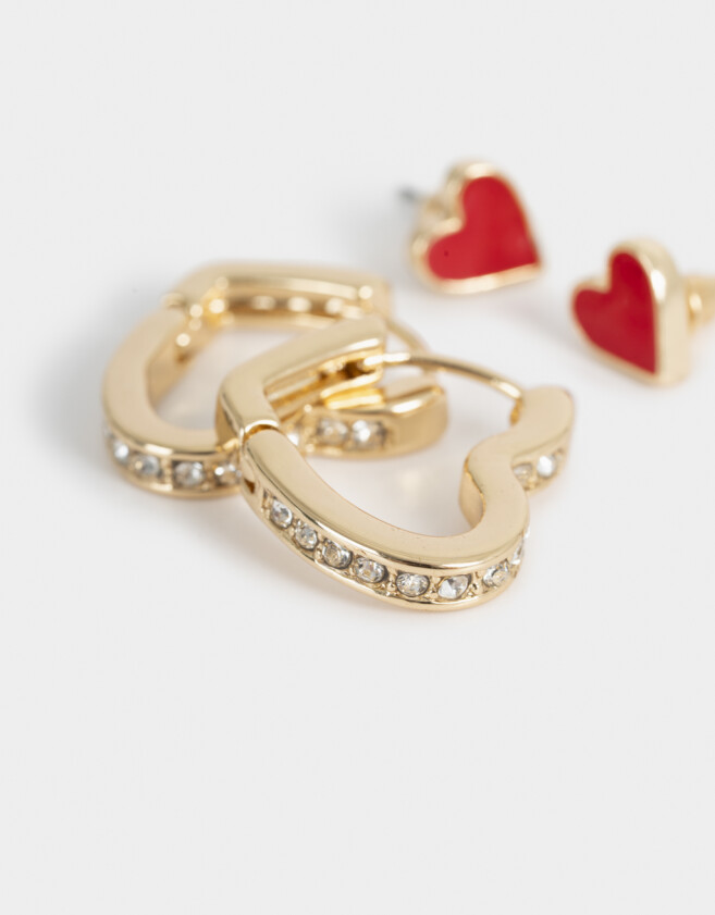 Aros Sets Con corazón Set De Aros Con Corazón - Dorado