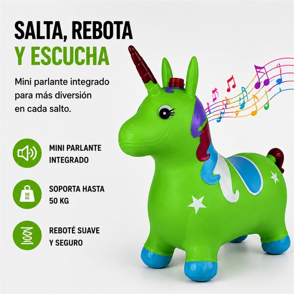 Unicornio Saltarín Inflable Infantil 58 x 55 cm Verde