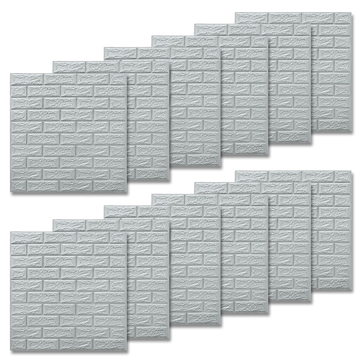 Set 12 Revestimiento 70x77 3D Ladrillo Adhesivo Pared - Gris 