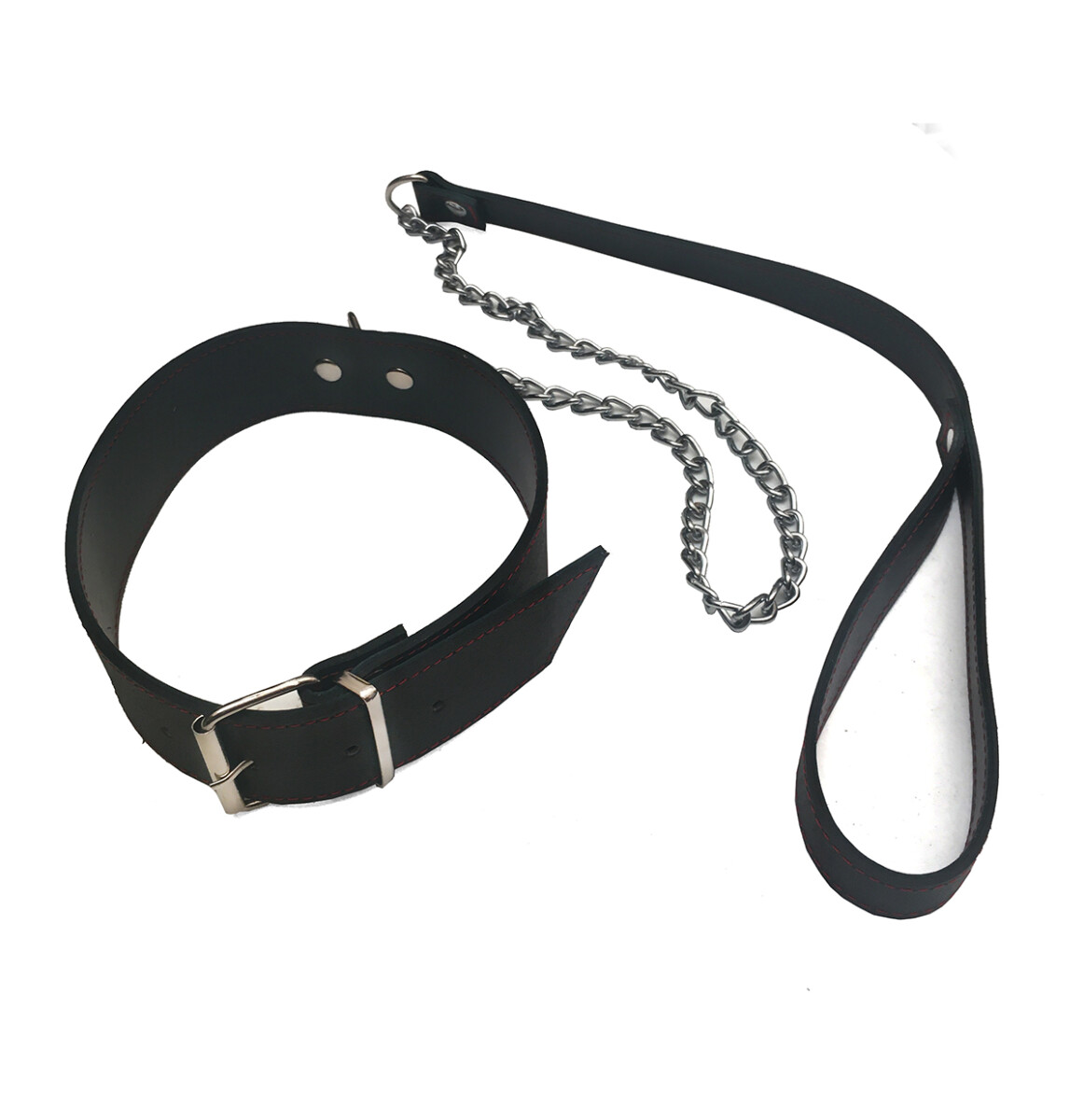 Collar Cuero y Correa con Cadena 
