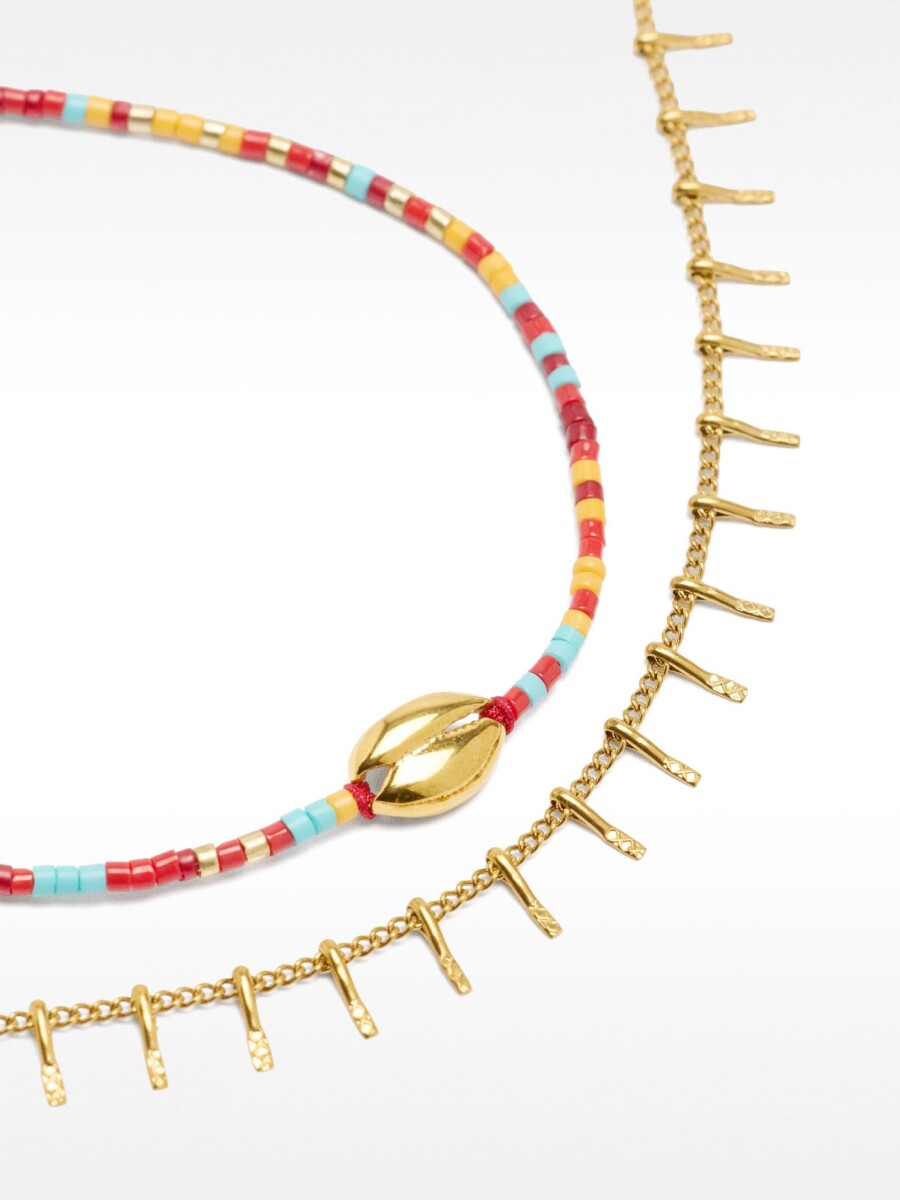 Set De Tobilleras Con Anillo – Acero Inoxidable multicolor