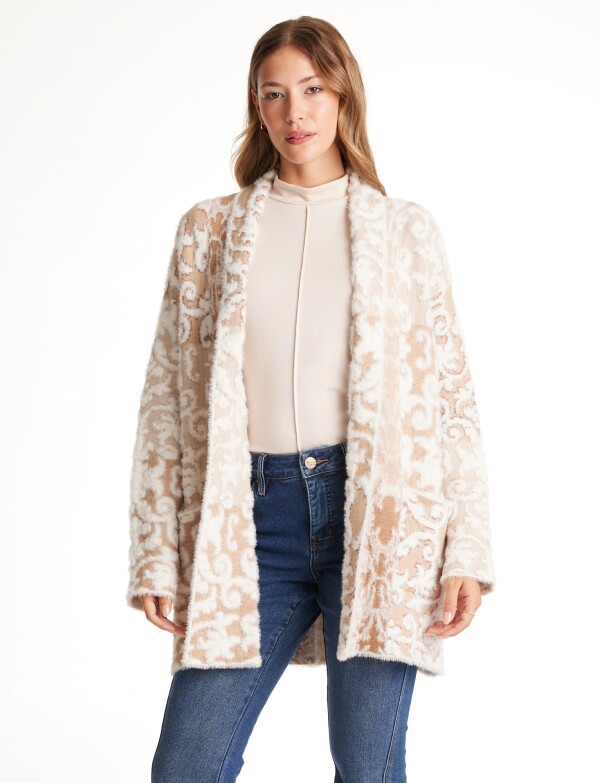 Cardigan Mohair Arabescos BEIGE/MULTI