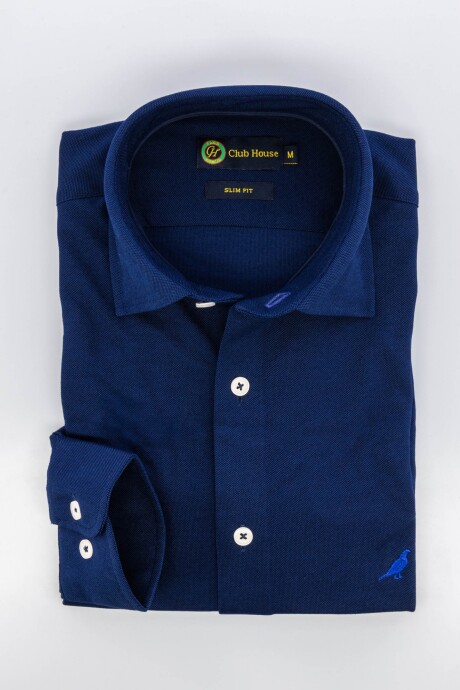 Camisa jersey Short collar Azul marino