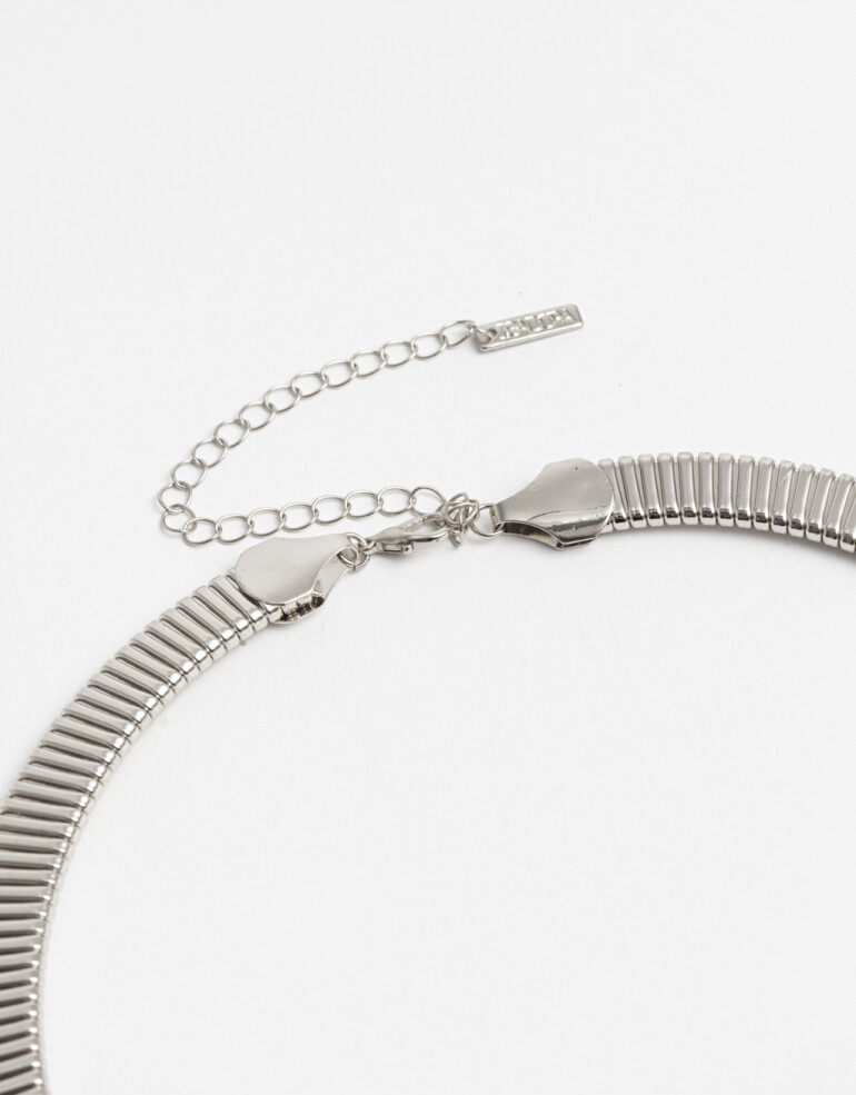Collares Cortos Metal Collar Corto Cadena Snake - Plateado Rodio
