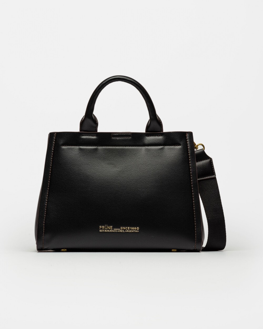 Cartera de Mano Anette Chica en Efecto Cuero Liso Negro