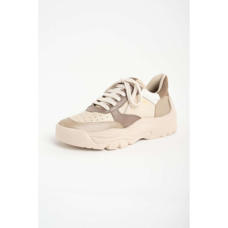 Zapatilla Cuero Combinada Nacar