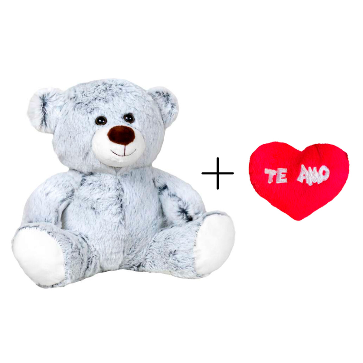 Oso De Peluche Con Corazón - Gris 