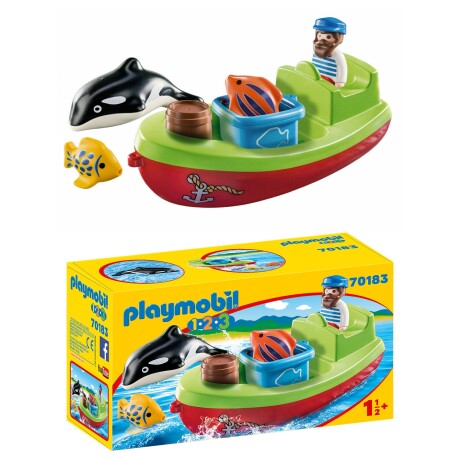 Set pescador Playmobil Juguete 1.2.3 con bote para niños de 18 a 36 meses Set pescador Playmobil Juguete 1.2.3 con bote para niños de 18 a 36 meses