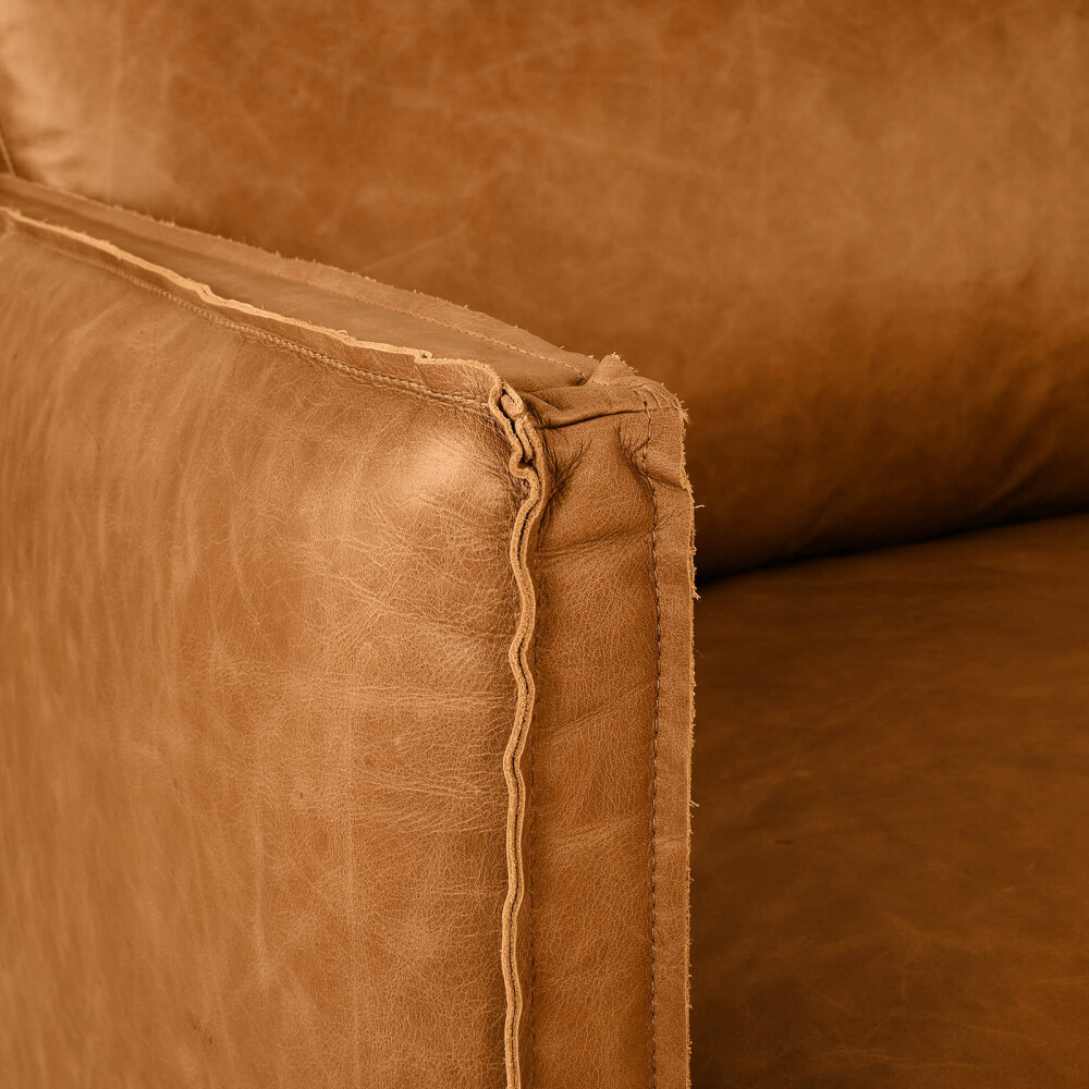 SILLÓN 3 CUERPOS CUERO-100-NATURAL MARRON ROMEO CAMEL