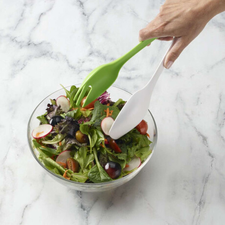Pinzas Para Ensalada 2 En 1 Verde Y Blanco