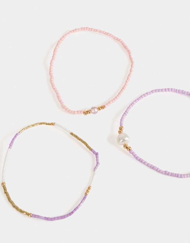 Pulseras Elásticas Sets Strass Pulseras Elásticas Set Con Perla - Dorado