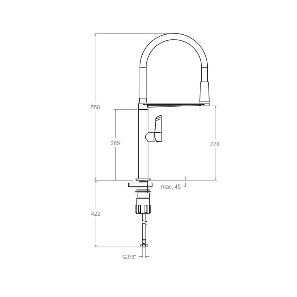 FREGADERO DE MESA COLOR CROMO CAÑO FLEX MODELO SA388801MC Fregadero De Mesa Color Cromo Caño Flex Modelo Sa388801mc