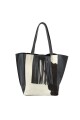 Tote Bag de cuero con pelo Negro