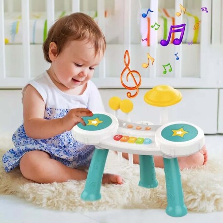 Piano y Batería con Música Sonidos Notas Juegos Bebé Huanger Verde