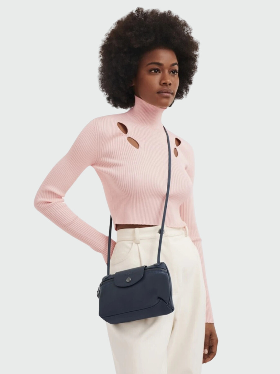 Longchamp -Mini bolso cruzado de cuero, Le pliage Xtra - Azul 