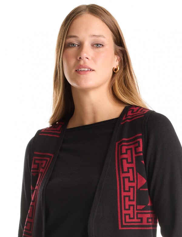 Chaleco Largo Tribal NEGRO/BORDEAUX