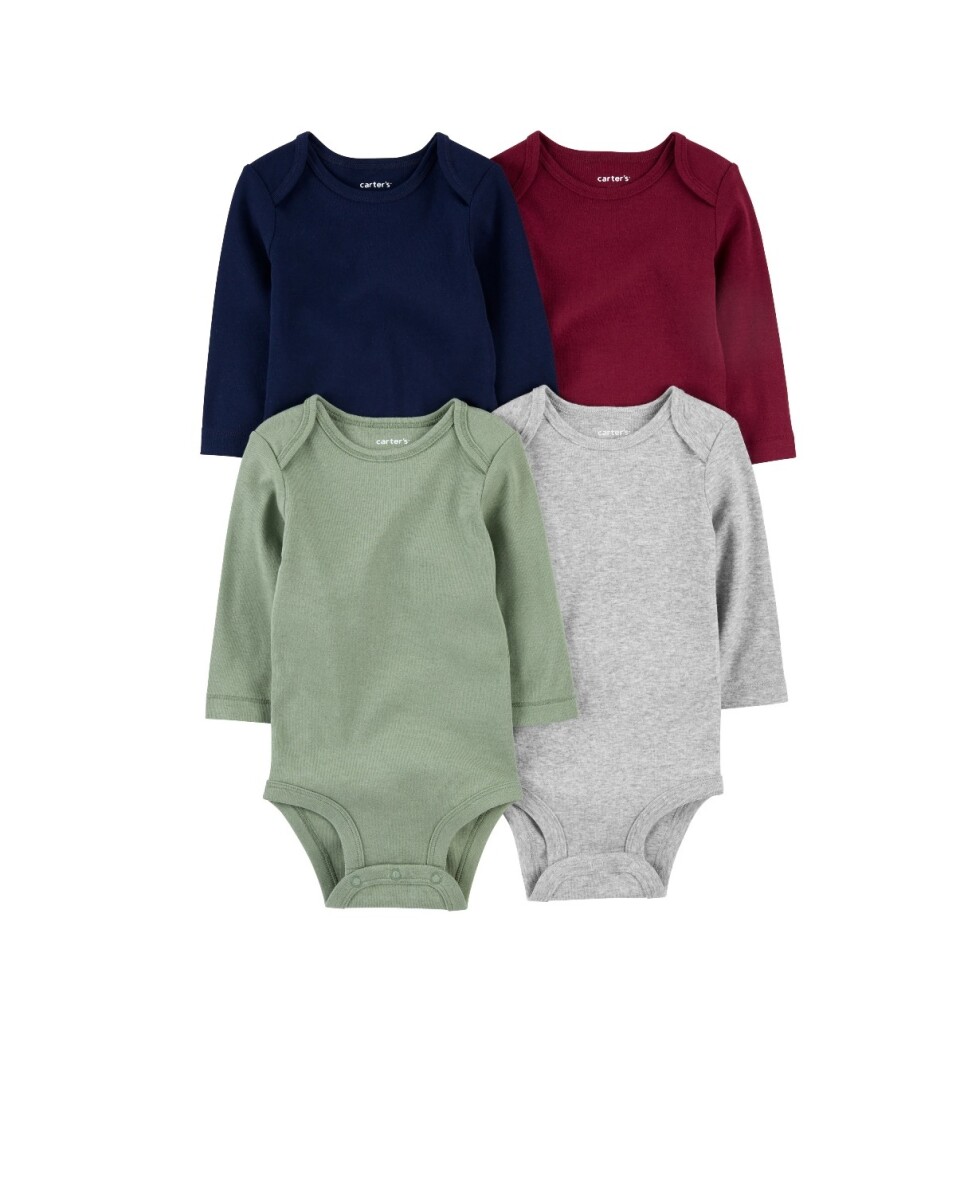 Set de Bodies Carters x4 Talle RN - LISOS azul verde gris bordeaux 