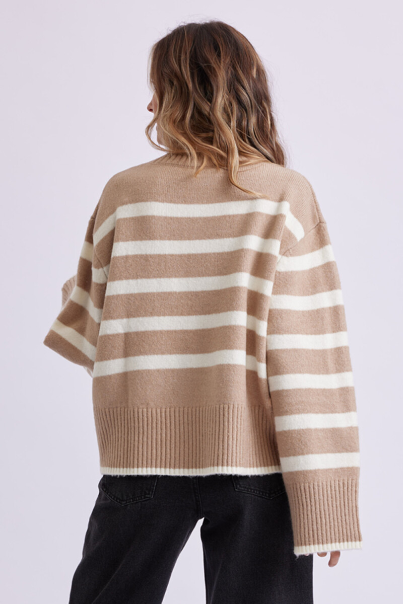 Buzo de punto cuello alto Beige Y Crudo