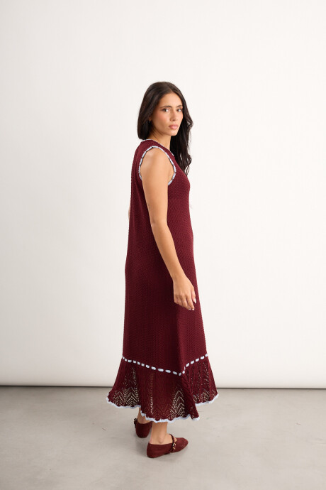 Vestido Magnolia largo Bordó