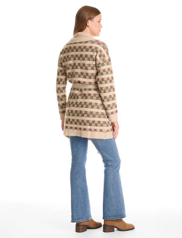 Cardigan Jacquard Lazo BEIGE/MULTI
