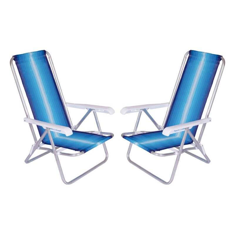 Set x2 Silla reclinable 4 posiciones aluminio AZUL