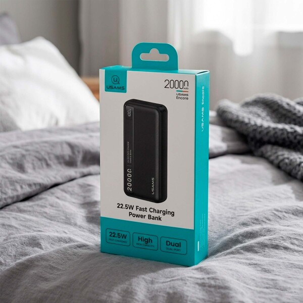 Cargador Portátil Usams 20000mah Usb + Usb C Carga Rapida 3A Negro
