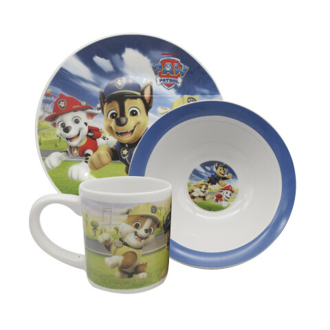 Set X3 de Cerámica Infantil Paw Patrol Plato, Taza y Bowl U