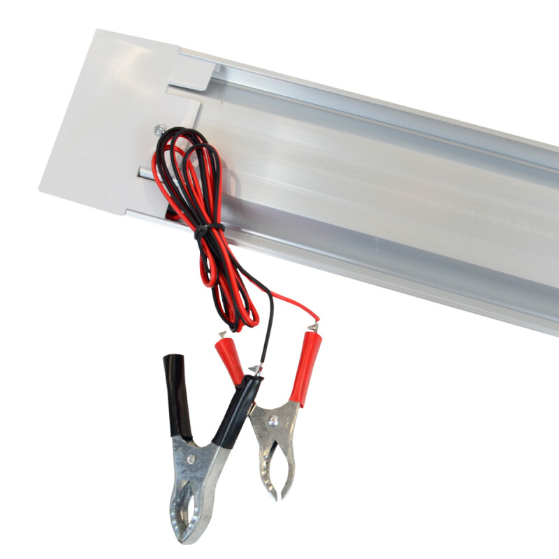 Tubo de luz led con pinzas batería 12 v BLANCO