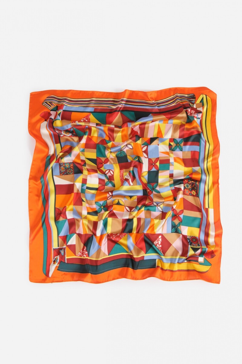 Pañuelo geométrico colorblock naranja
