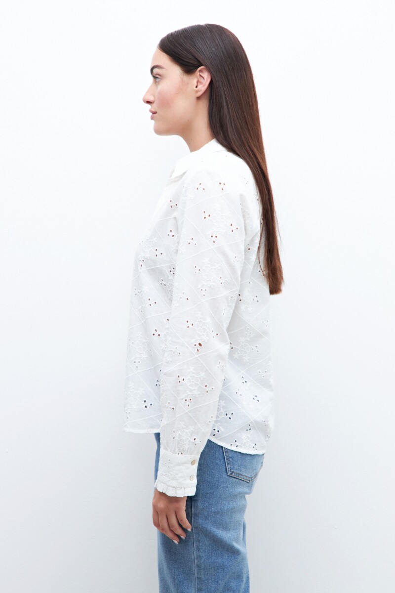 Camisa de broderie blanco
