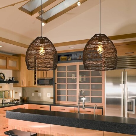 Colgante rattan grande 68cm NEGRA