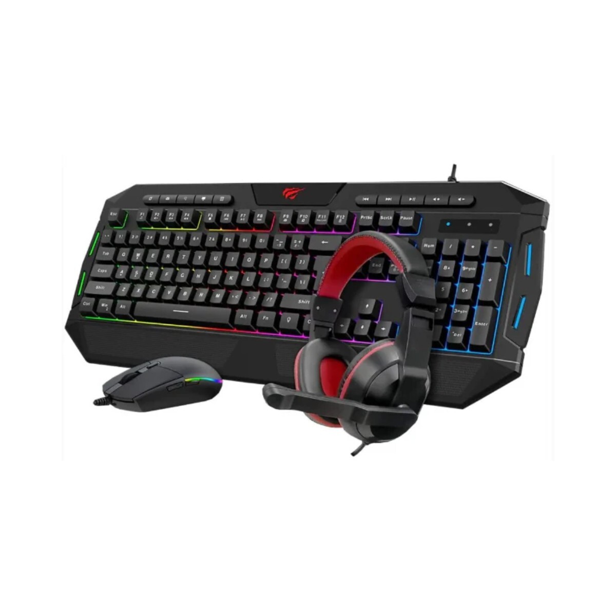 Pack Havit Gaming Series Kb501cm-sp 4 En 1 Negro C/mouse, Teclado Español, Auriculares Y Mousepad 