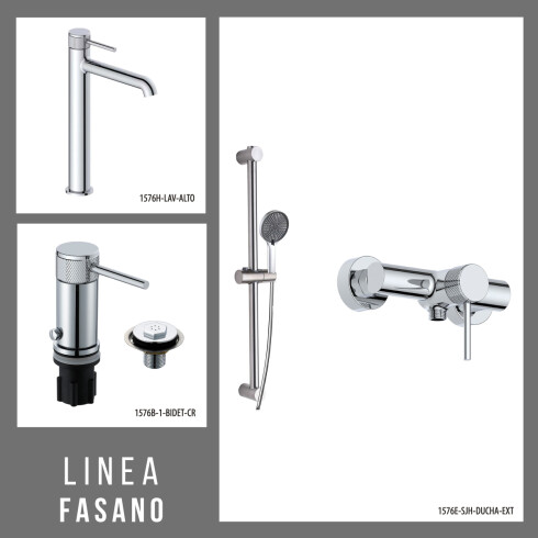 Juego Grifería Lavatorio Alto Bidet Y Ducha CROMO