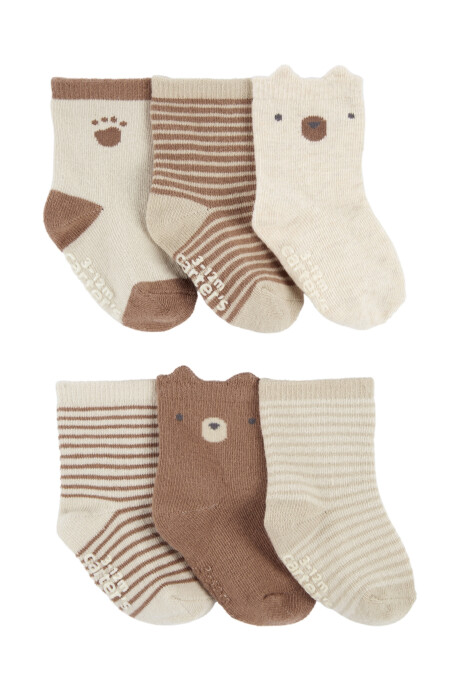 Pack seis pares de medias de algodón, diseño oso Pack seis pares de medias de algodón, diseño oso