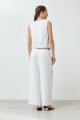Pantalón wide leg de lino con detalle lateral blanco