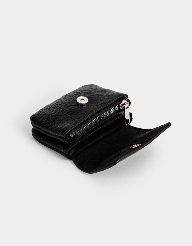 Billetera Billetera Efecto Croco Negro - Negro