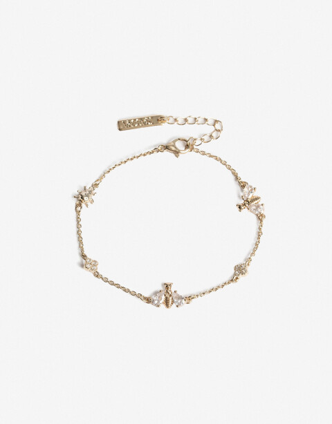 Pulseras Flexibles Strass Pulsera Flexible Multicharms Con Cubic - Dorado
