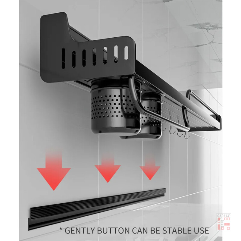 Estante organizador de cocina en metal NEGRO
