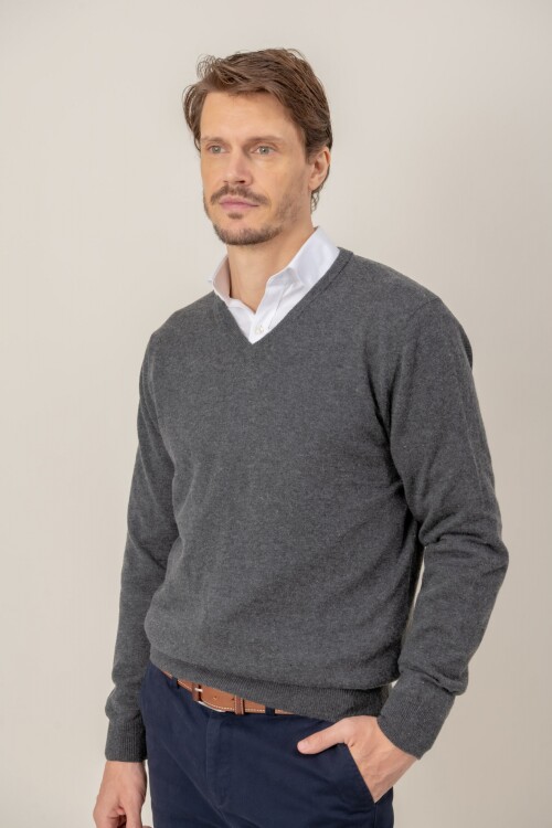 Sweater V Merino Gris