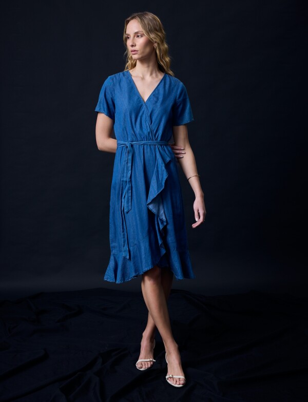 Vestido Tencel Detalle Lazo JEAN