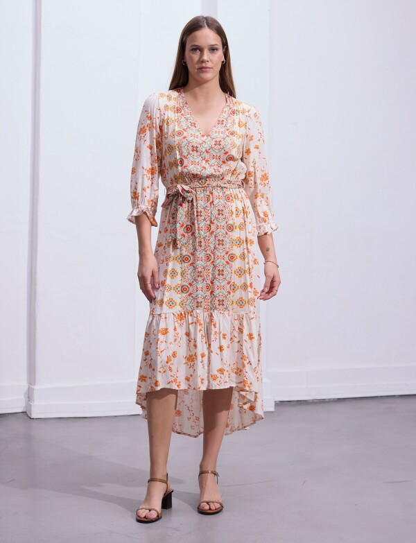 Vestido Gasa Print BEIGE/MULTI