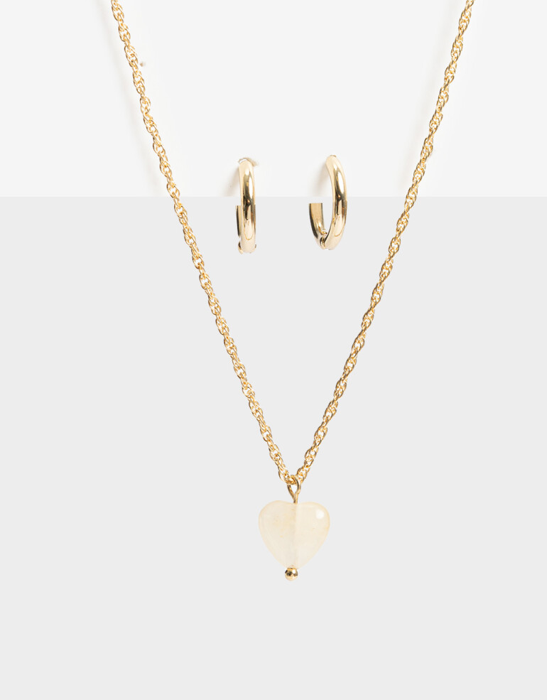 Bijouterie Set Navidad Set De Collar Y Aros Argolla - Dorado