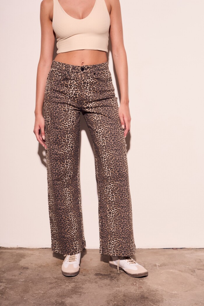 Jean Wide Leg Animal Print Animal Print