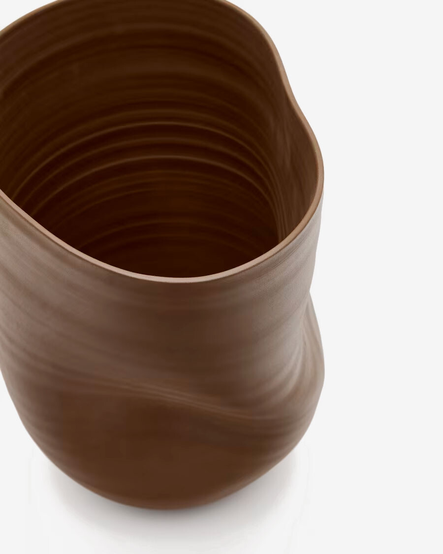 Jarrón Macarelleta de cerámica marrón oscuro Ø 21 cm Ø 32 cm