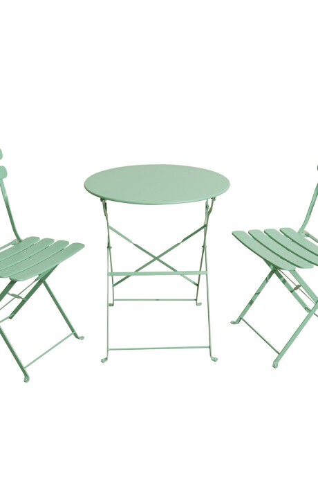 Set De Jardín Mesa Plegable + 2 Sillas Verde agua
