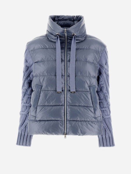 Herno - Chaqueta de nylon ultraligth con mangas tejidas Celeste