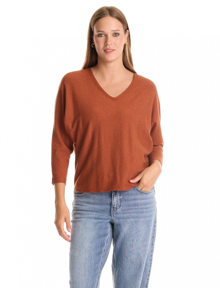 Buzo Dolman Escote V - Terracota 