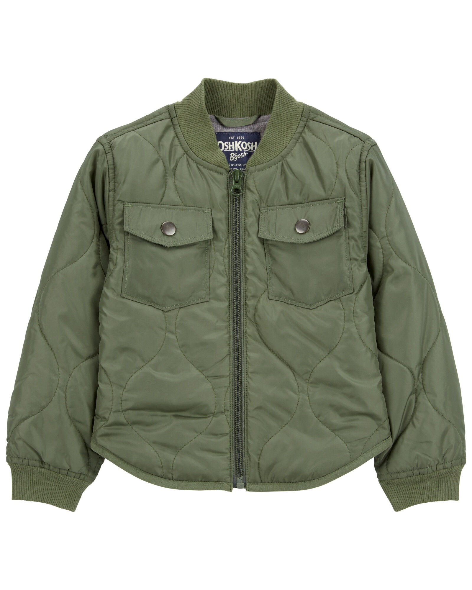 Campera de popelina, acolchada, verde oliva. Talles 2-5T Campera de popelina, acolchada, verde oliva. Talles 2-5T