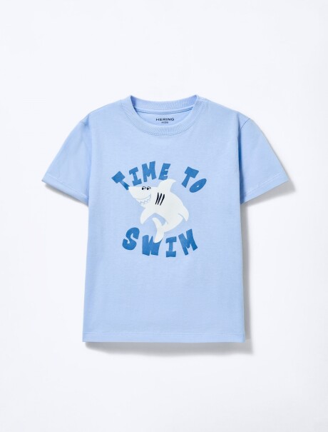 PIJAMA INFANTIL CON ESTAMPA CELESTE