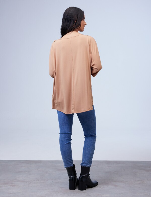 Blusa Oversize Manga Aros TOSTADO